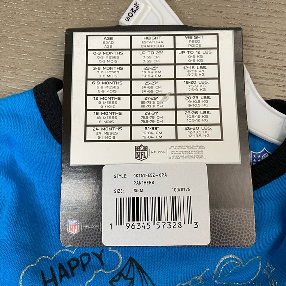 NWT NFL 2 Piece Black & Blue Carolina Panthers Creeper Set Baby Girl 3-6Months - Picture 11 of 12
